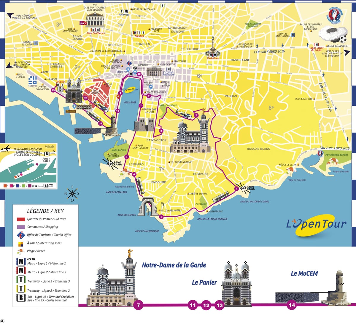 Marseille hop on hop off busz útvonal térkép