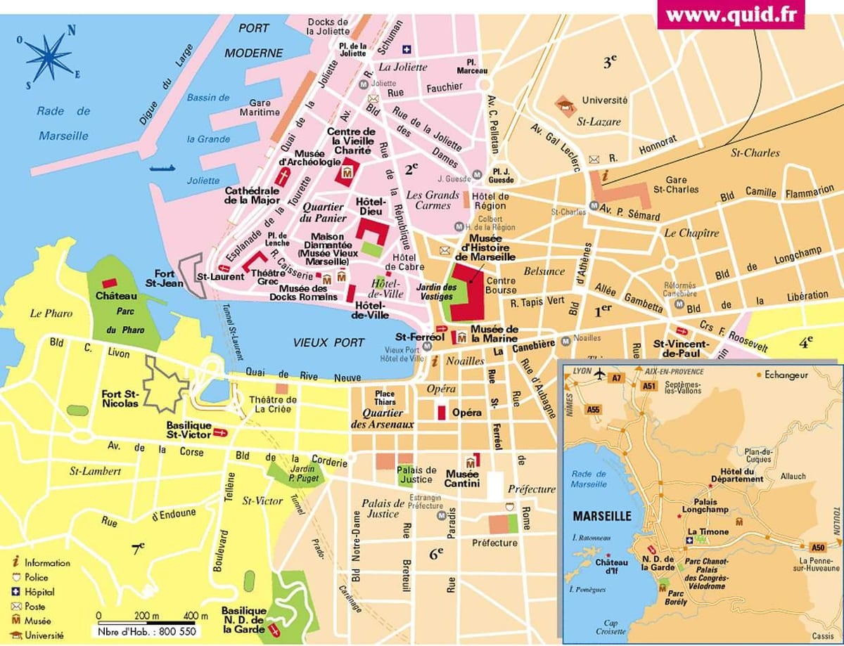 Marseille, franciaország térkép city