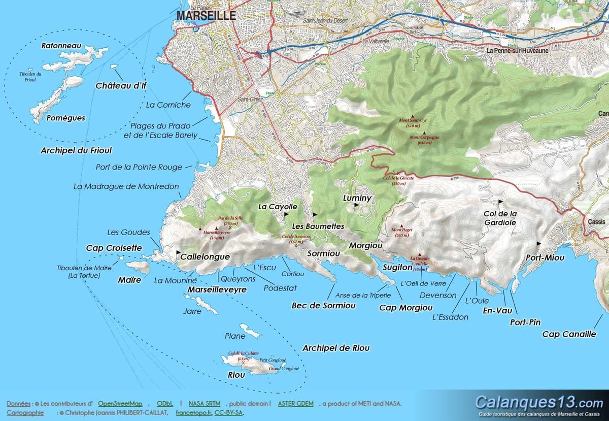 földrajzi térkép Marseille