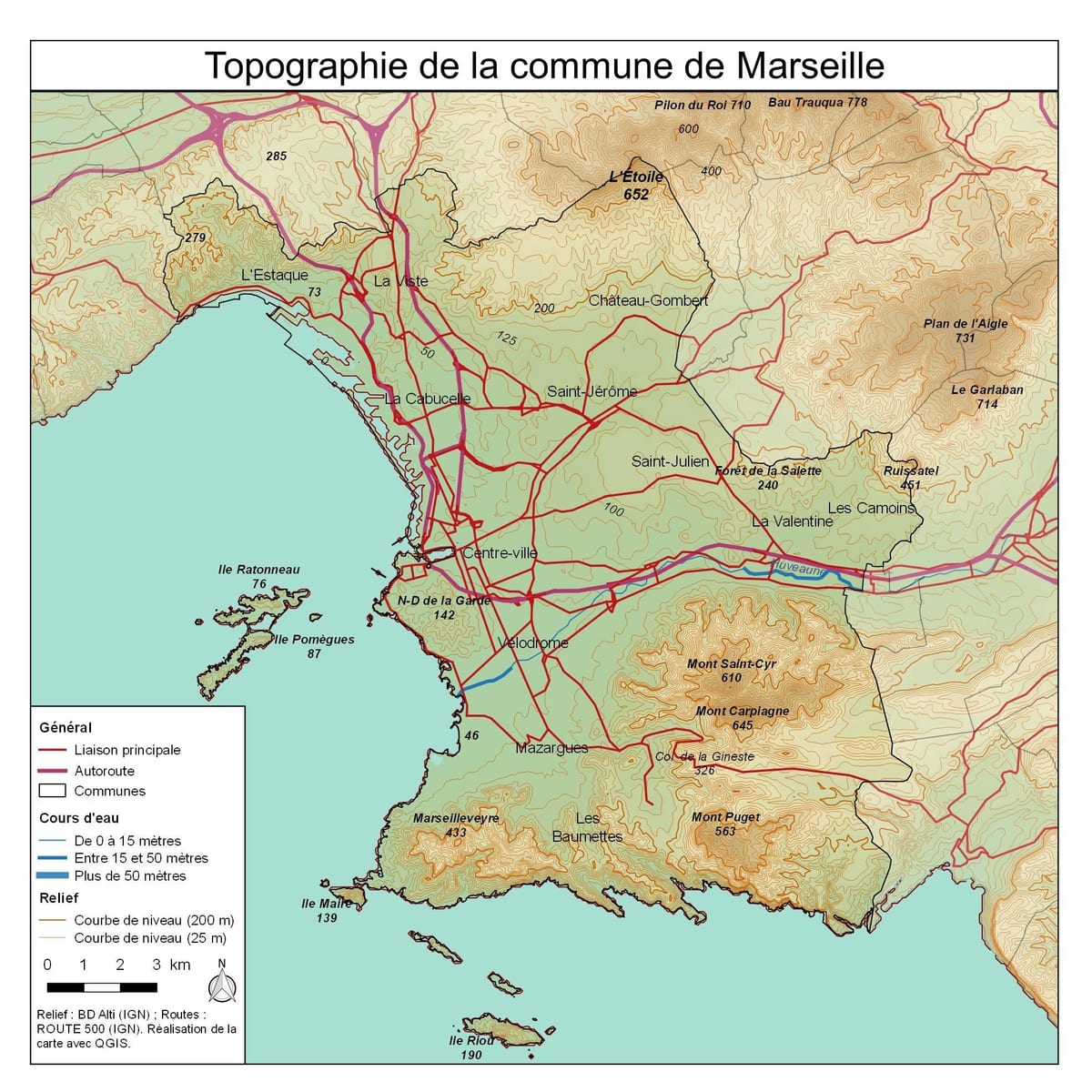topográfiai térkép Marseille